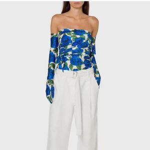 NWT Philosophy Di Lorenzo Serafini Flower Bloom Lycra Bustier Top In Bluette